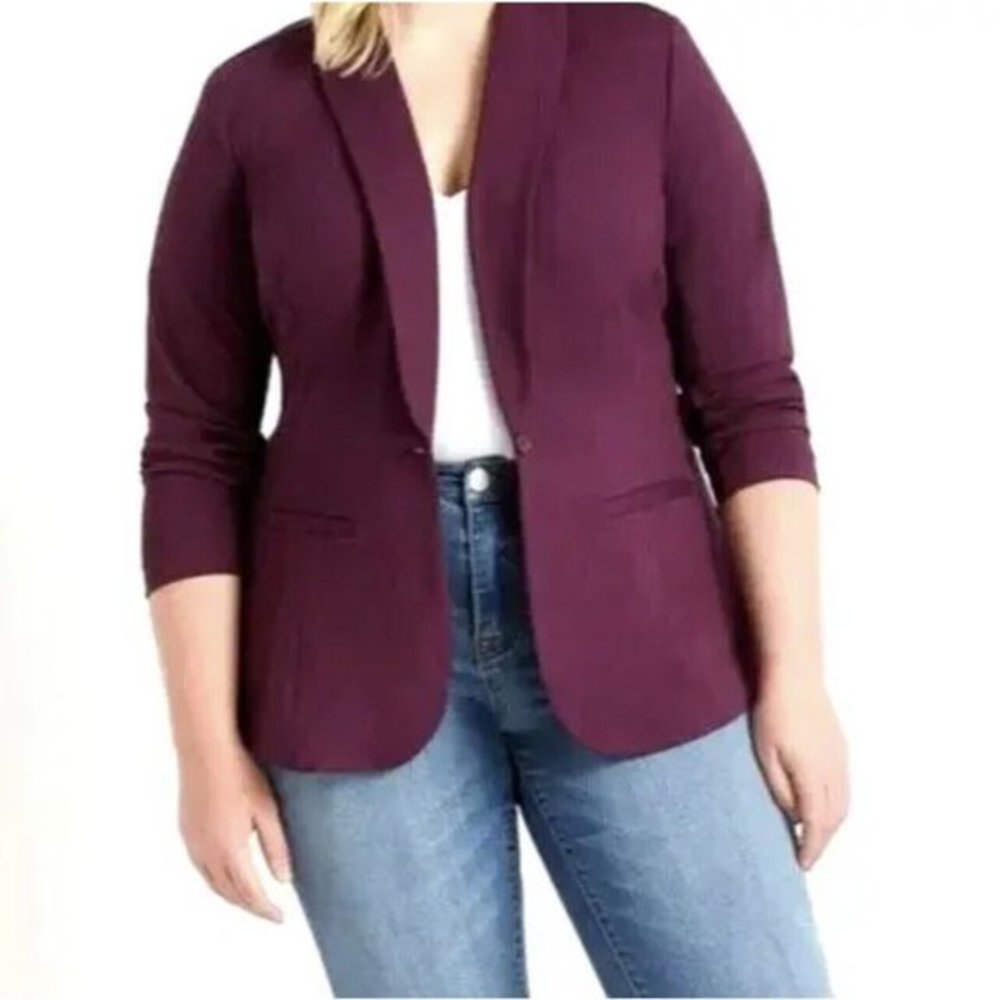 Eloquii‎ - Size 22 Ali Blazer Jacket Deep Plum Purple Stretch Knit